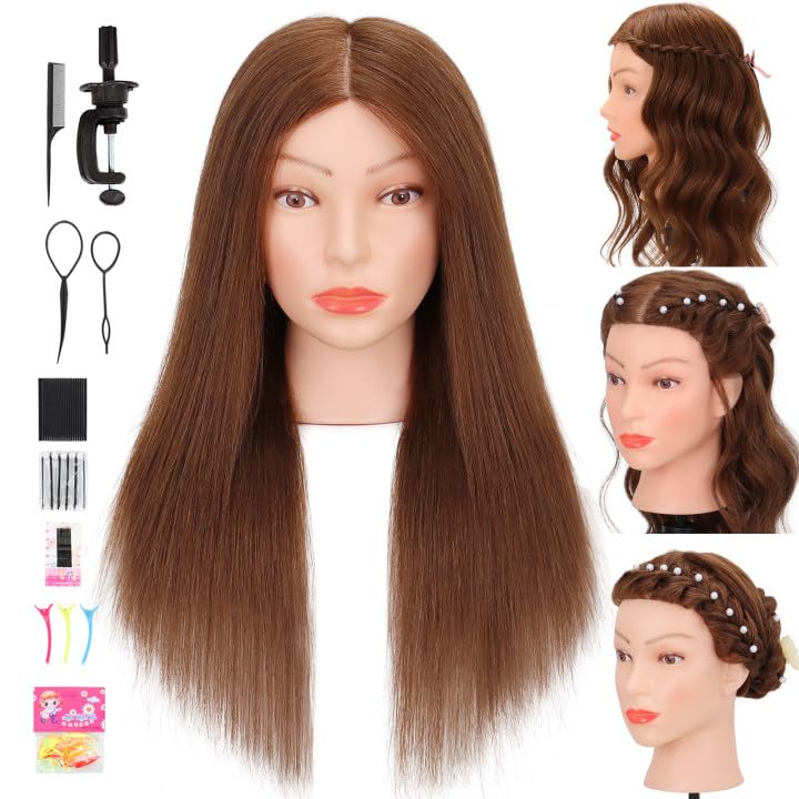 Mannequin head with real human hair for hair styling training