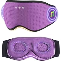 LC-dolida Bluetooth Sleep Mask Headphones with 2 Removable 3D Contoured Cup, Bamboo Cotton Sleep Headphones with Timming Setting, Sleep Eye Mask for for Side Sleepers,Travel (Classic Purple)