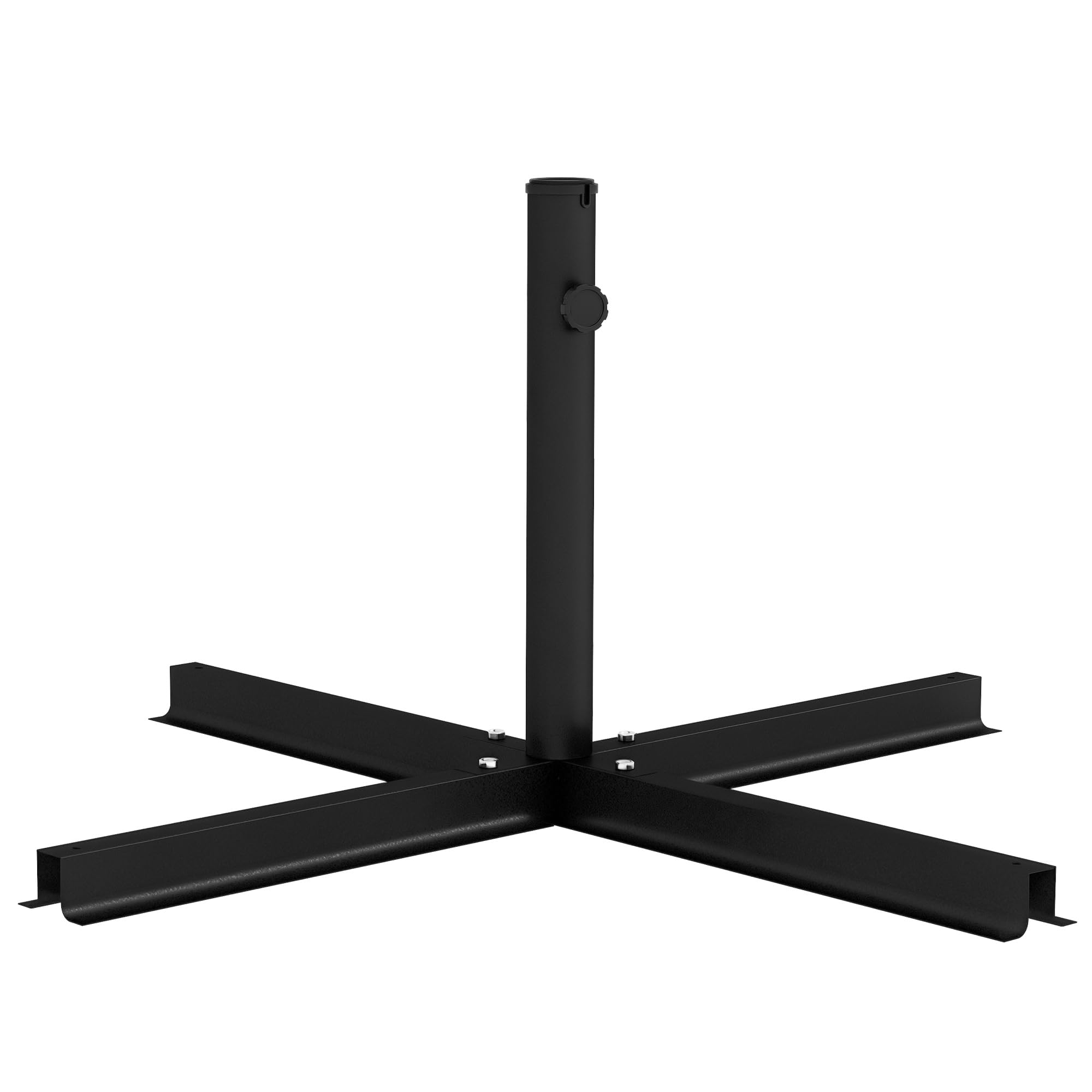 Outsunny Pied de Parasol Base de Parasol 3,8 KG Support de Parasol croisé en métal pour mât Ø 38 et 48 mm dim. 100L x 100l x 75H cm Noir