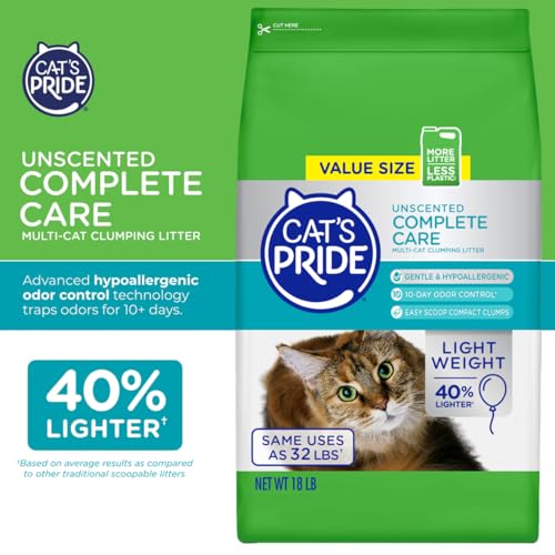 Cat's Pride Premium Lightweight Clumping Litter: Complete Care - Up to 10 Days of Powerful Odor Control - Hypoallergenic - Multi-Cat, Unscented, 18 Pounds - Image 3
