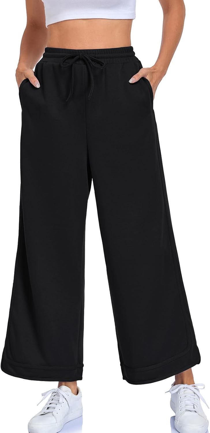 ALSOGO Women's Baggy Wide Leg Sweatpants Drawstring Elastic Waisted Casual Straight Trousers Outfits Athletic Palazzo Pants - Image 7
