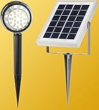 MicroSolar - Warm White - 24 LED - Lithium Battery - Separate Solar Panel with 16 Foot Wire - Solar Spotlight (Flag Pole Light) ---- Automatically Activates from Dusk to Dawn under Good Sunshine