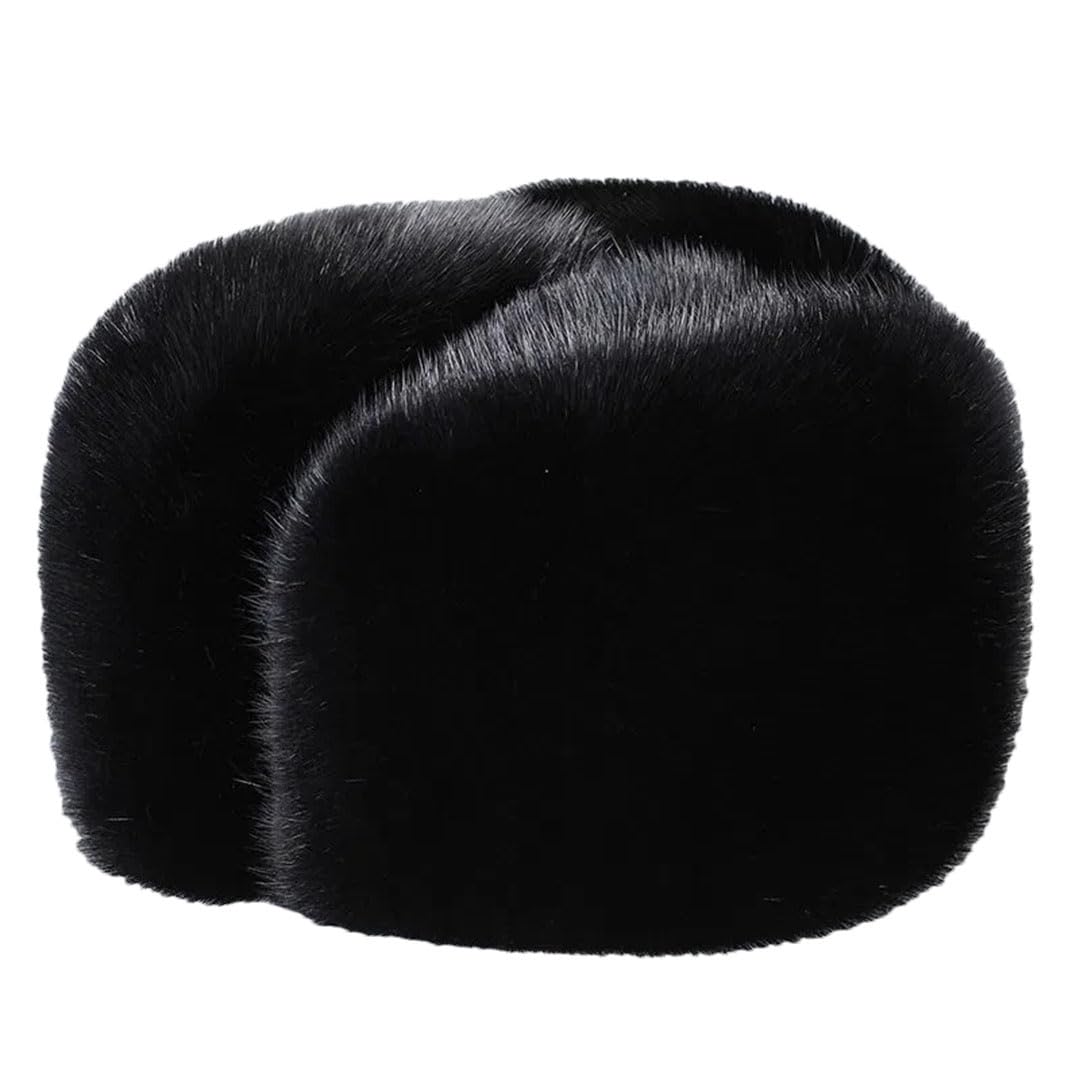 Sombrero de bombardero de piel de visón real para hombre y mujer, con cabeza de marten auténtica, cálido, Estilo 1 negro, 59-61