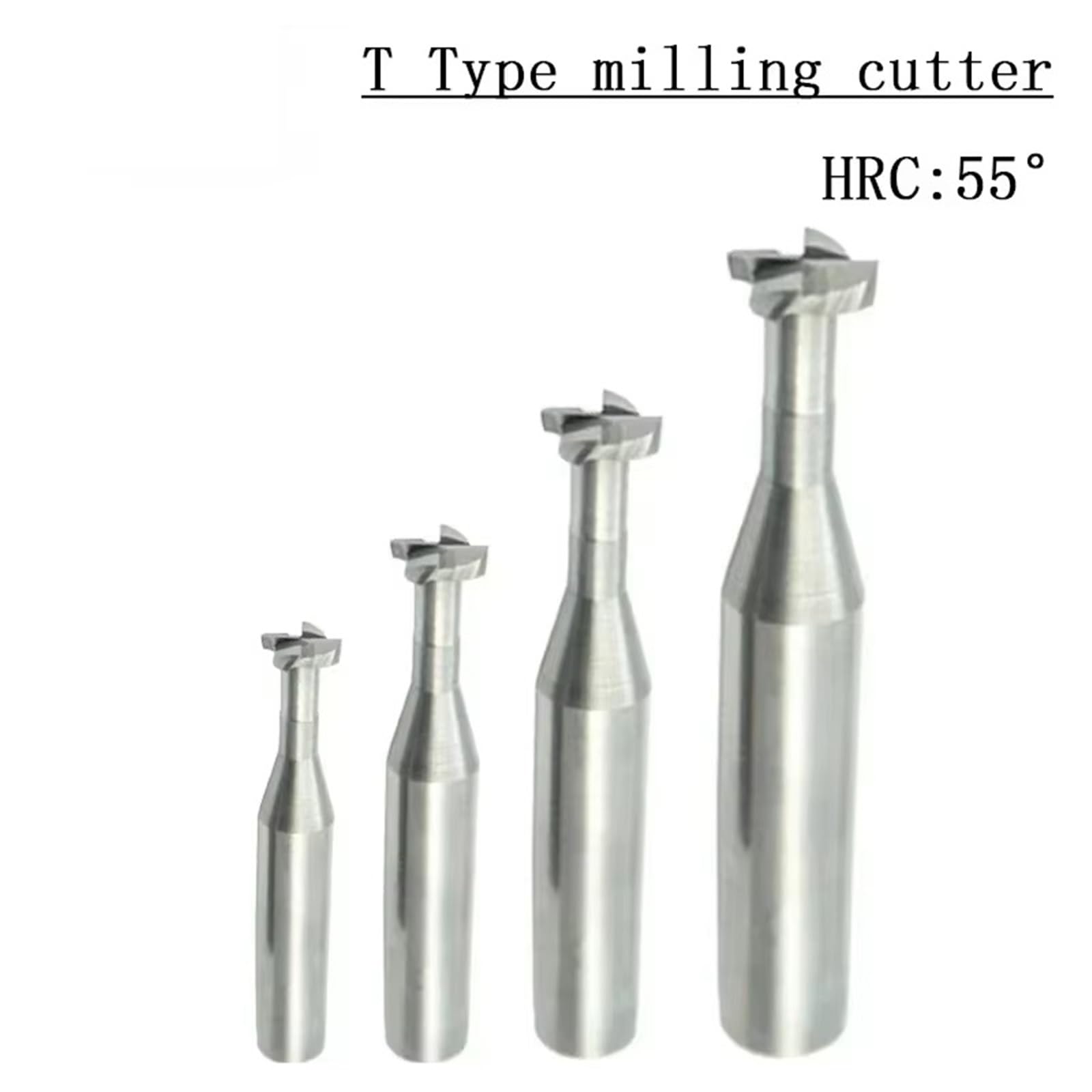 Fresa de ranura en T carburo CNC 4 mm a 10, 6 y 8, portaherramientas para fresadora flauta 55 grados HRC(T2xD8xd3.5x8x50L)