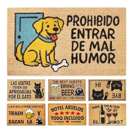 LUA VIKA Felpudo Entrada casa Originales y Divertidos - Perro Alegre - 40x70 cm - Alfombra Entrada casa Exterior e Interior - Felpudo Coco - Resistente y Antideslizante | Ya disponible en tu tienda friki favorita! En mundofriki.es!