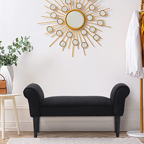 HOMCOM Banco Zapatero Banqueta con Brazos Tapizada Tipo Banco de Madera para Dormitorio Salón Recibidor 102x36x51cm Carga 130kg - imagen 6