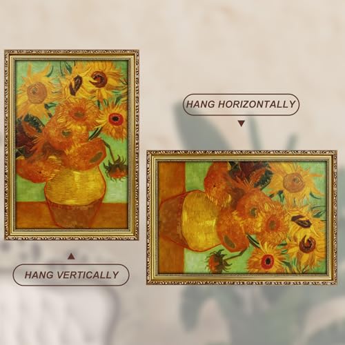 Image of FJXMFRAME 12x18 Frame Gold 18x12 Picture Frame Vintage Wood | Shatter-resistant Plexiglass, Wall Hanging