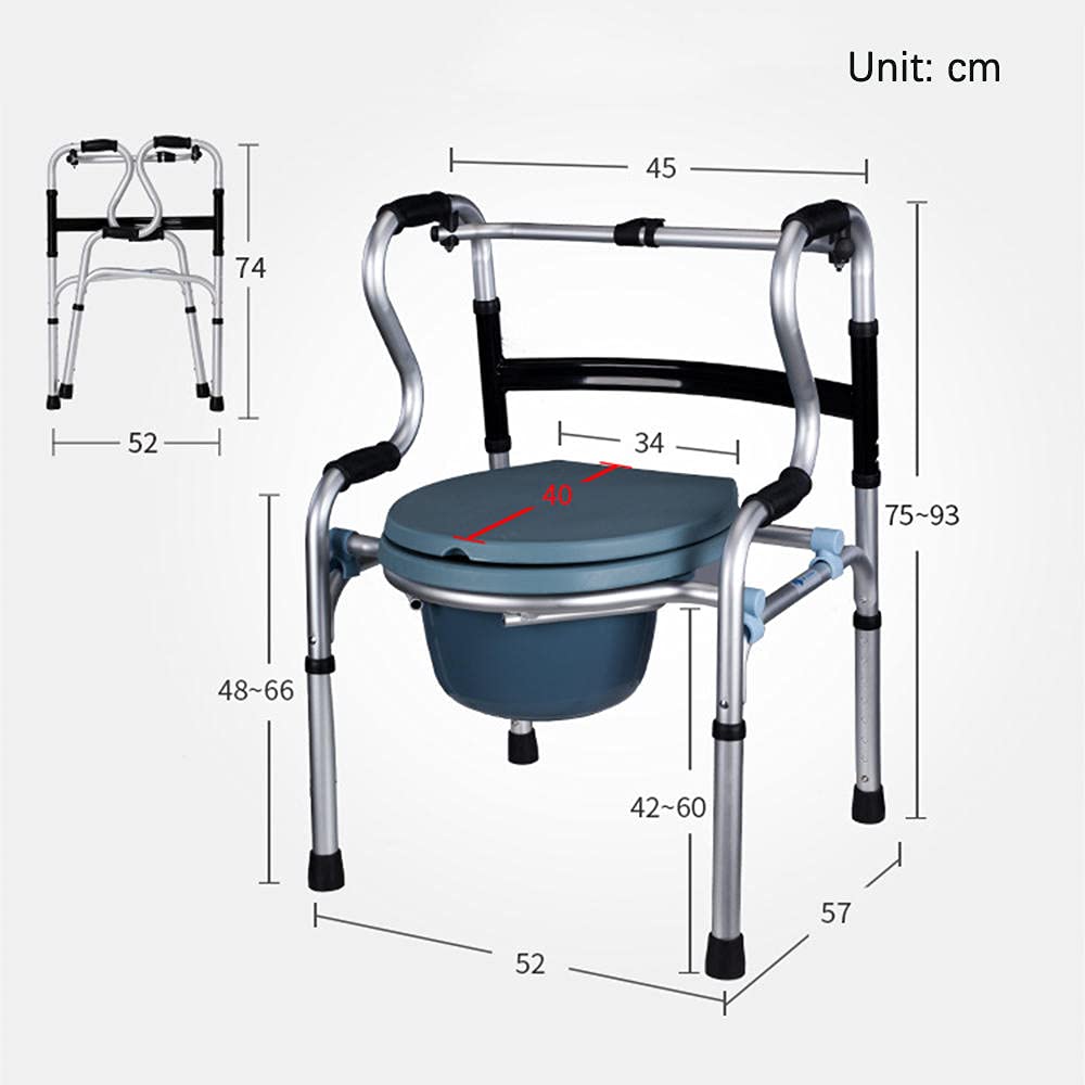 Sedia Comoda a Doppio Uso, Sedia Comoda Portatile, Sedia da Bagno con Ruote e Seduta, ausili per la deambulazione Antiscivolo a Doppio Uso
