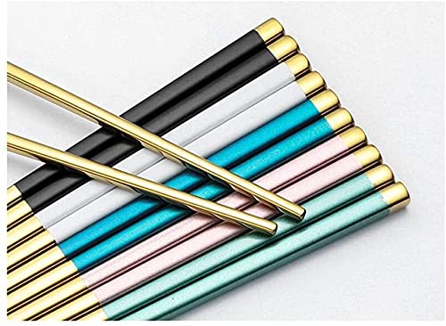 Bacchette, Bacchette Cinesi Lavabili 304 Bacchette in Acciaio Inossidabile Set, 5 Coppie / 10 Paia, Design di separazione dei Colori Non Slip, for la casa, Bacchette asiatiche for Le tavolette (Color