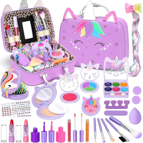 Heaning Kids Washable Makeup Girl Toys - Real Make up Set for Kid Children Princess Dress Up Pretend Play Christmas Birthday Gifts Toys for Girls 3 4 5 6 7 8 9 10 11 12 Year Old