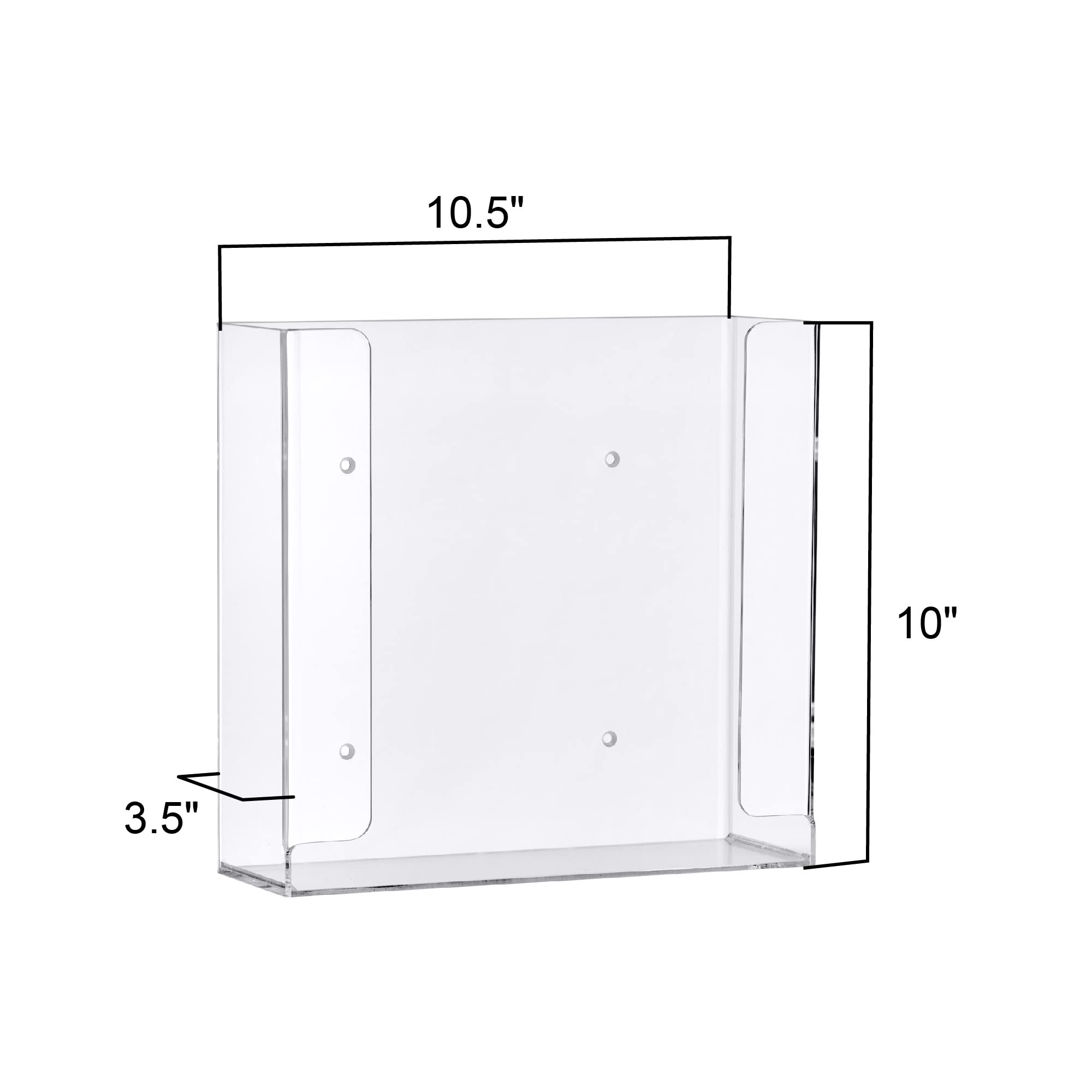 Amazing Abby Acrylic Glove Box Holder, Wall-Mounted Glove Dispenser, Floating Glove Box Organizer, Medium Size (for 2 Boxes), 10.5" W x 10.0" H x 3.5" D (Mounting Hardware Included)