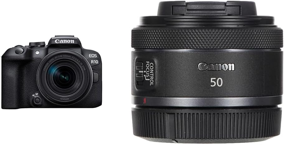 EOS R10 + RF-S 18-150mm - A Mirrorless EOS-R camera that’s perfect for creative exploration & RF 50 mm F1.8 STM Lens, Compact and Lightweight, Fast F1.8 Aperture