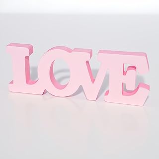 Valentines Day Decorations Love Sign Wooden Blocks V-day Gift Freestanding Love Letter Table Top Decor Romantic Table Red Sign L O V E Words Shape for Home Party Wedding Anniversary Decor (Pink)