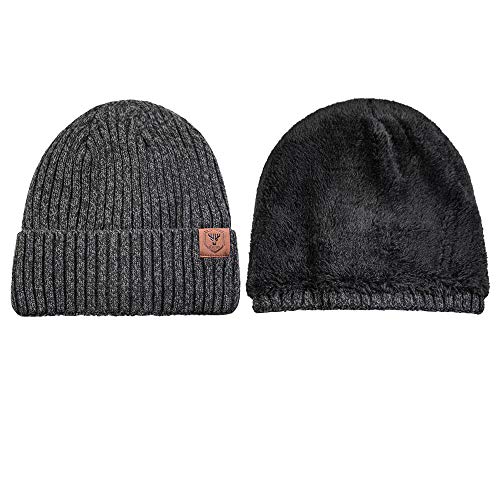 Cierto Winter Beanie For Men & Women | Cold Weather Polar Fleece Lining Knit Hat | Cuffed Stocking Cap Lined With Faux Wool #TOP2