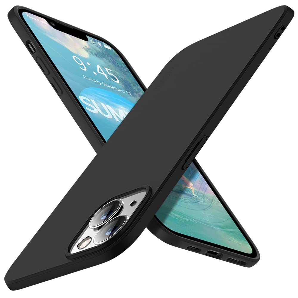 X-level Compatible iPhone 14 Case Slim Fit Ultra-Thin [Guardian Series] Soft TPU Matte Finish Coating Phone Cases Lightweight Anti-Scratch Back Cover Grip 6.1" (2022)-Black