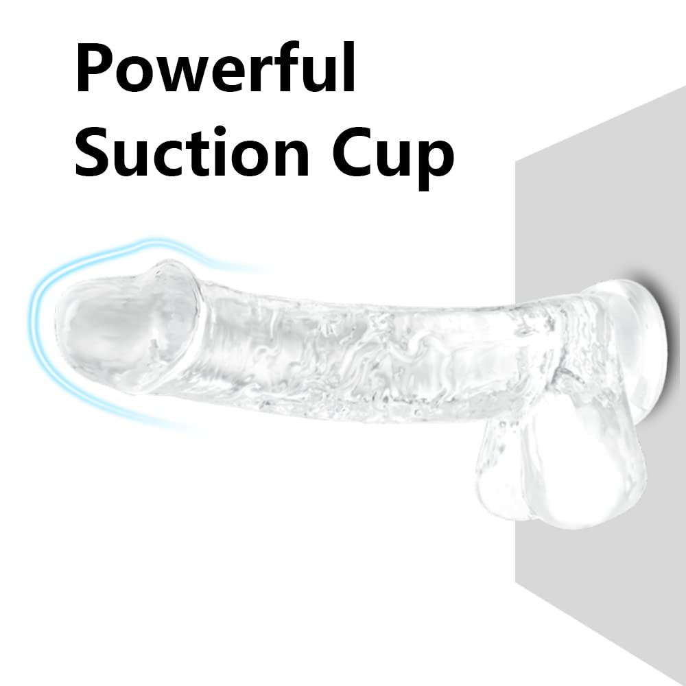 Small Realistic Clear 6 inch Cute Dildo,Adult Sex Toy with Suction Cup Dildo, Suitable for Beginner Women/Men/Gay with Thin and Slim Poke, can be Use for G-spot and Anal: Transparent