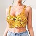 Women's Sequin Body Chains Crop Tops Crystal Bra See Through Mesh Fishnet Shirts Raves Party Night Out Clubwear Orange