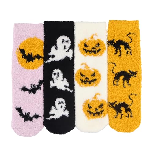 Calcetines coloridos de Halloween con suela fluorescente que brilla en la oscuridad