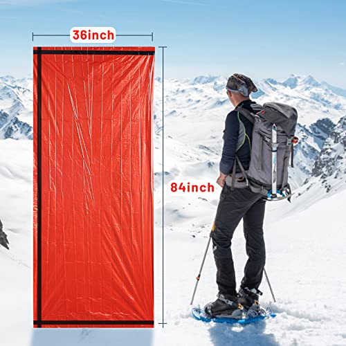 Emergency Sleeping Bag 2 Pack Survival Sleeping Bags Thermal Bivy Sack Waterproof Lightweight Emergency Blanket, With 3In1 Emergency Whistle,For Camping Survival Gear #TOP1