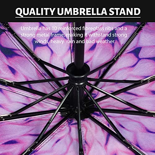 Llanxiry Umbrella Windproof Travel Umbrellas For Rain Black Folding Umbrellas 10 Ribs Automatic Strong Portable Wind Resistant Backpack Umbrella For Men And Women (Purple Daisies) #TOP1