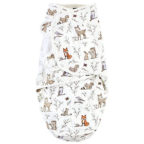 Image of Hudson Baby Unisex Baby Quilted Cotton Swaddle Wrap 3pk, Enchanted Forest, 0-3 Months