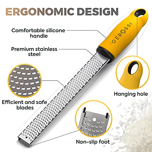 Gerossi Stainless Steel Cheese And Citrus Zester Grater W/Extra Sharp Blade thumb #3