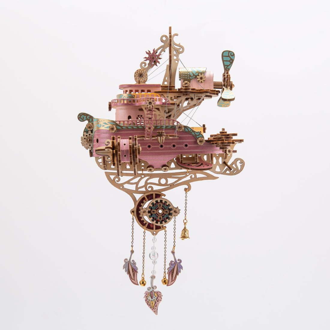 Drewniane Puzzle 3D dla Dorosłych - Steampunk Statek Lotniczy do Samodzielnego Montażu, Zestaw do Budowania, Rzemiosło