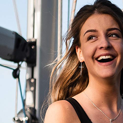 Jeka Hypoallergenic Stainless Steel Cross Earrings Long Dangle Minimalist Jewelry for Women Girls Family Friends Gifts4