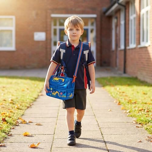 Image of FunBlast Insulated Lunch Bag for Kids - Leakproof Tiffin Bag with Shoulder Strap, Spacious, Durable and Easy to Clean, Lightweight Lunch Box Carry Bag for School, Picnic & Travel (Vehicles)
