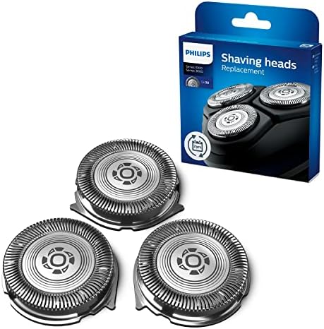 Philips 3-Piece Shaver Head SH30/50 for Series 3000 (S3xxx) & 1000 (S1xxx) - Black - Men's Electric Shaver Users