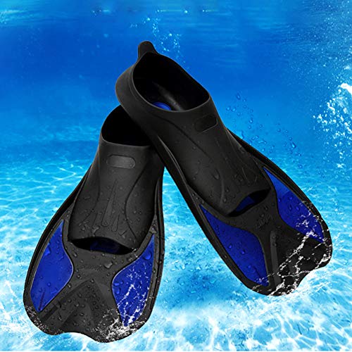 Swim Fins Unisex Adjustable Open Heel Snorkel Fins Ideal for Swimming, Diving and Snorkeling Blue(L)