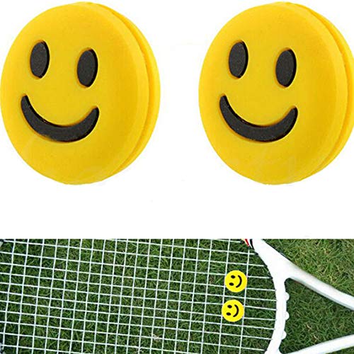SaiDian 5 Pcs Silicone Shock Absorber Funny Cartoon Smiling Tennis Racket Racquet Vibration Dampener Shock Absorber Yellow
