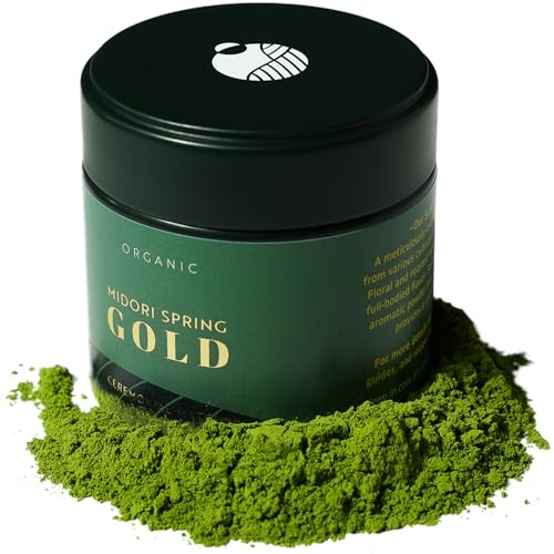 Midori Spring Organic Ceremonial Grade Matcha - Gold 1st Harvest Blend, Japanese Stone Ground Green Tea Powder, Radiation, Gluten Free, Vegan (Organic Gold)