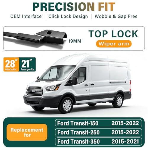 Image of Windshield Wiper Blades Replacement for Ford Transit-150 Transit-250 Transit-350 2015 2016 2017 2018 2019 2020 2021 2022,Original Factory Quality - 28 inch 21 inch (Pack of 2)