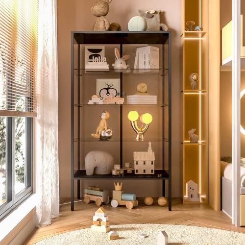 Image of Beauty4U Iron Frame Glass Display Cabinet, 4-Shelf Curio Cabinet