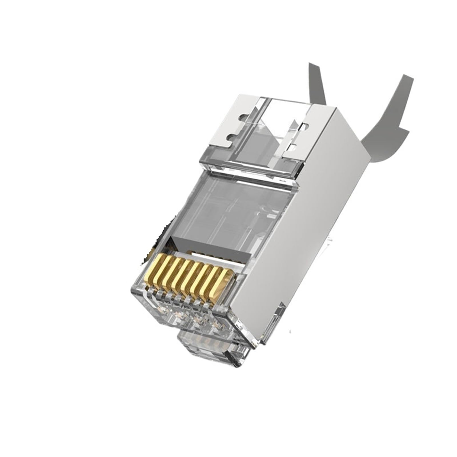 Dwuczęściowe ekranowane złącze modułowe RJ45 CAT6A i CAT7 50μ 8P8C - złącze kabla sieciowego RJ45 - 1,5 mm (5 szt., srebrne)