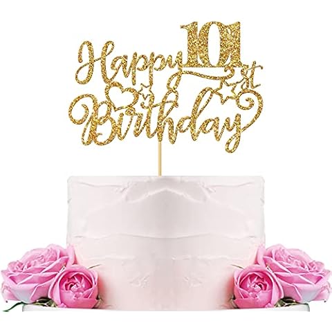 WeBenison Happy 101st Birthday Cake Topper 101st Birthday Cake Supplies Grandma Grandpa 101 Years Old Birthday Party Decorations Gold Glitter Cover