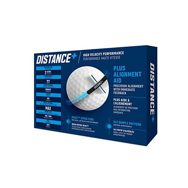 TaylorMade Distance+ Golfbälle, 12 Bälle,(4 x 3-er Set), Weiß, Einheitsgröße