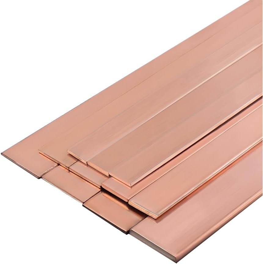 Purzen T2銅バスバー フラットバー 熱伝達・熱伝導用銅フラットバー 電子機器冷却・はんだ付け・DIYプロジェクト用,2.5m