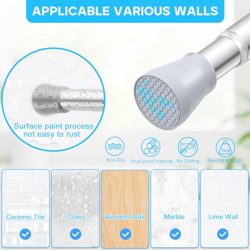 Image of Silver Tension Curtain Rod for Windows 28 to 48 Inch