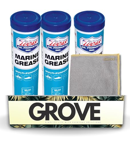 Image of Marine Grease 14 oz Bundle with Microfiber Cloth - Heavy Duty Marine Grease for Trailer Wheel Bearings, Chassis Lubrication, and Outboards - Extreme Pressure - Rust & Oxidation Resistant - (4 Items)