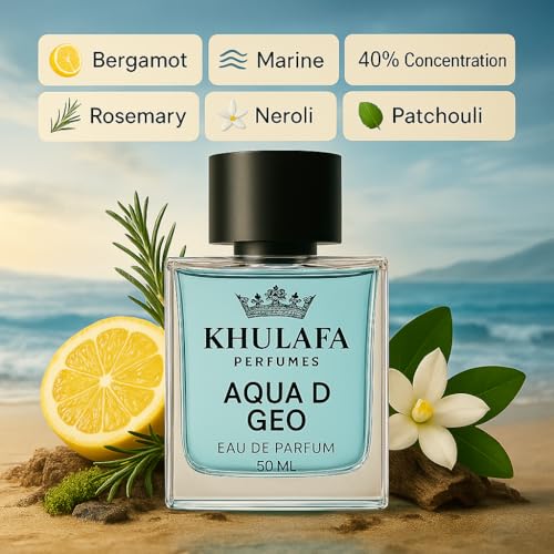 Image of Aqua D Geo Inspired Perfume | Aquatic Citrus Fragrance with Marine, Bergamot & Herbal Notes | Long-Lasting Fresh Scent | 100% Scent Match | Gift for Men | Ideal for Summer | 50ML