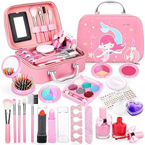 Dreamon Kids Makeup Sets for Girls, Washable Children Play Make Up Toys Nail Varnish Kit Non Toxic with Suitcase, for Girl Boys Cover