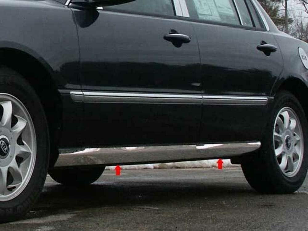 QAA is Compatible with 2004-2010 Kia Amanti 4 Piece Stainless Rocker Panel Trim, On The Rocker, 3.375" Width TH24800