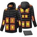 Chaqueta calefactable Abrigo ligero y cálido para hombres/mujeres con powerbank y capucha desmontable Chaleco calefactor eléctrico inteligente para acampar al aire libre Caza Pesca Esquí/Kblue/4*L (Negro 3*L)