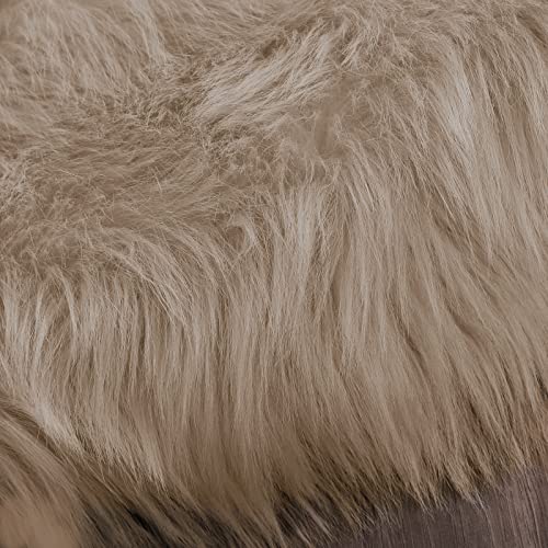 Latepis Light Brown Beige Living Room Rugs Faux Sheepskin Fur 5x7 Area Rugs for Bedroom Fluffy Washable Rug Large Plush Fuzzy Floor Rug Home Decor Rectangle