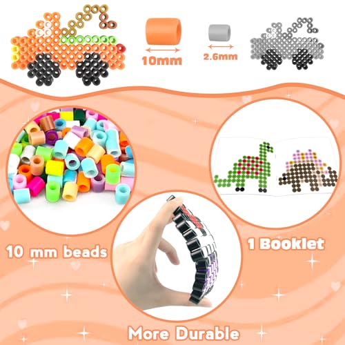 10MM Bügelperlen Set,12 Farben Steckperlen mit Aufbewahrungsbox, Bügelperlen Platten, Bügelpapier, Muster… – Ansicht 3
