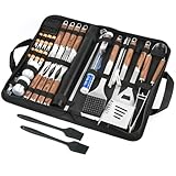 BOPEUY Kit de Utensilios para Barbacoas, 38pcs Juego de Utensilios Barbacoa con Negro Bolsa, Acero Inoxidable Herramienta de Parrilla, Kit para Barbacoa al Aire Libre para Hombres y Mujeres