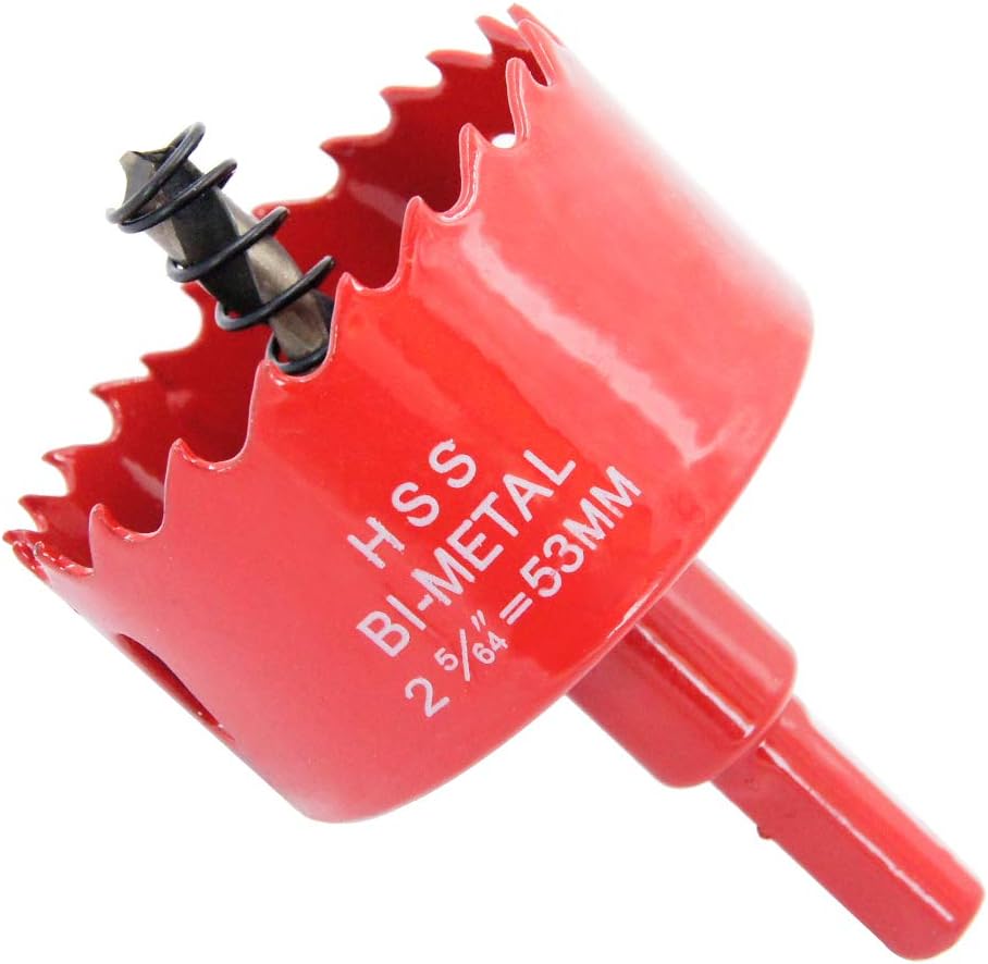 Hole Saw Drill Bit LAIWEI HSS Hole Cutter with Arbor for Wood(2-3/32"(53mm Hole Saw))