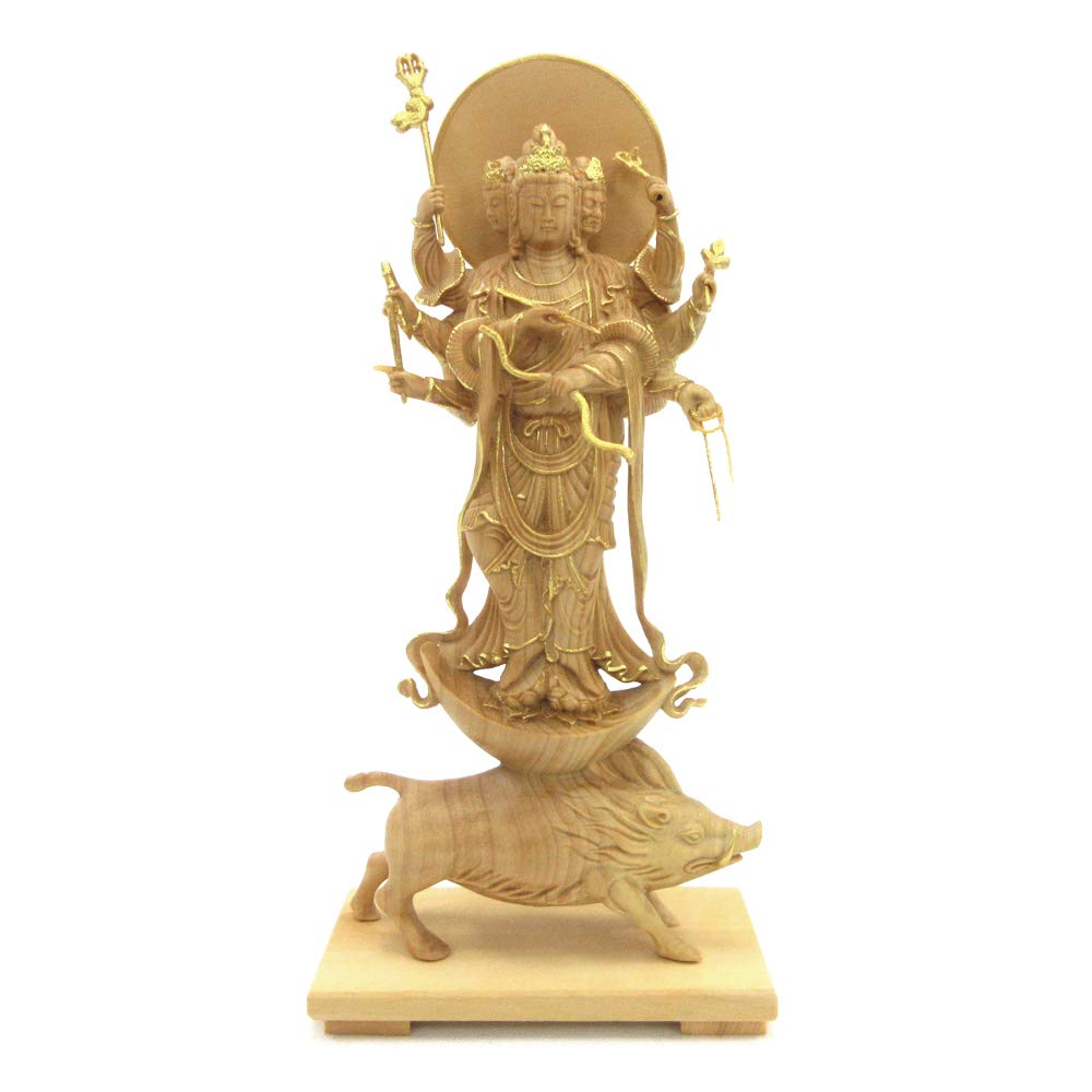 仏像 木彫 唐密十二諸天【摩利支天】真言宗 護法善神 財前彫刻 仏師彫 13cm